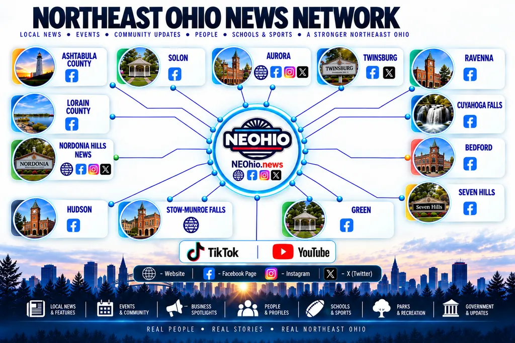 Northeast Ohio News Network infographic showing local news coverage across communities in Northeast Ohio.